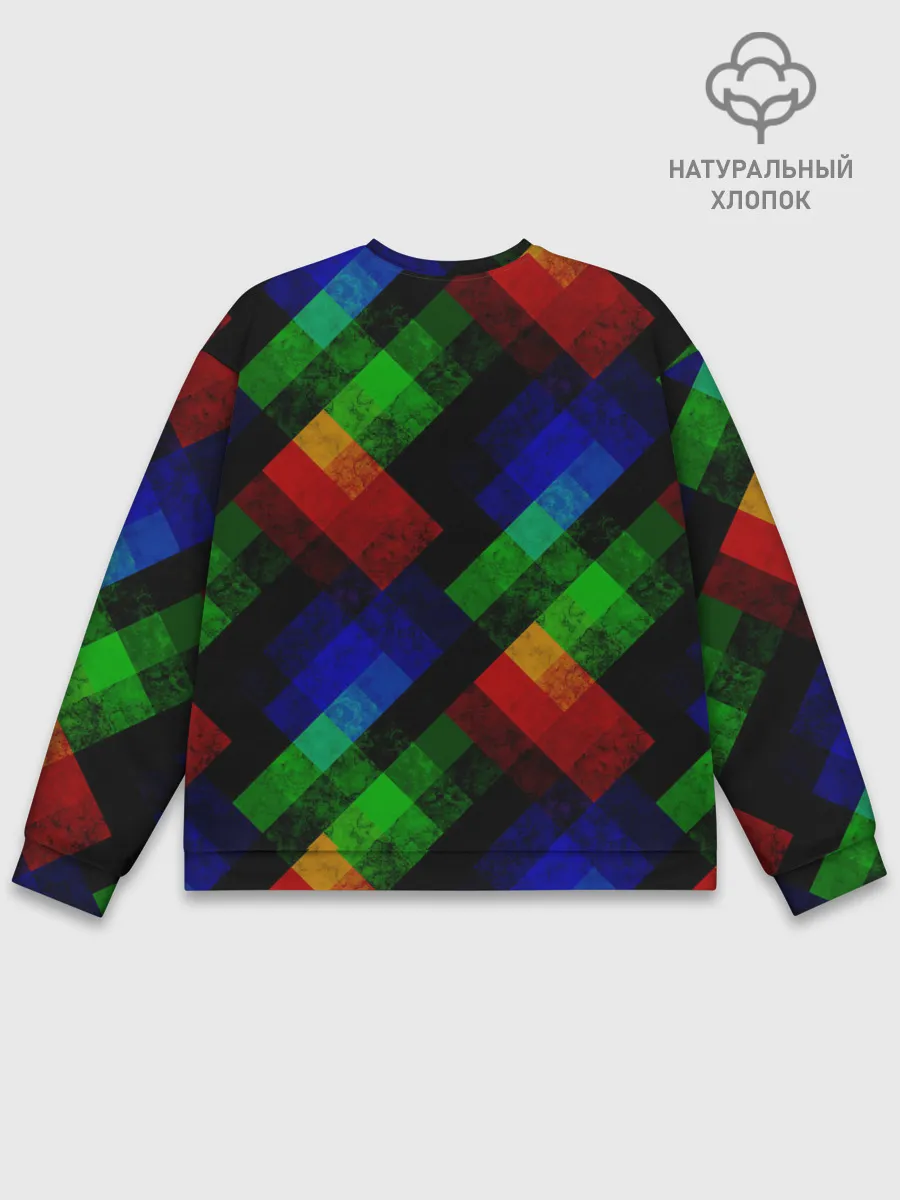 Мужской свитшот базовый / Разноцветный мраморный узор