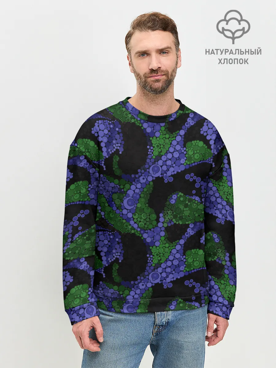 Мужской свитшот базовый / Абстрактный темный в горох