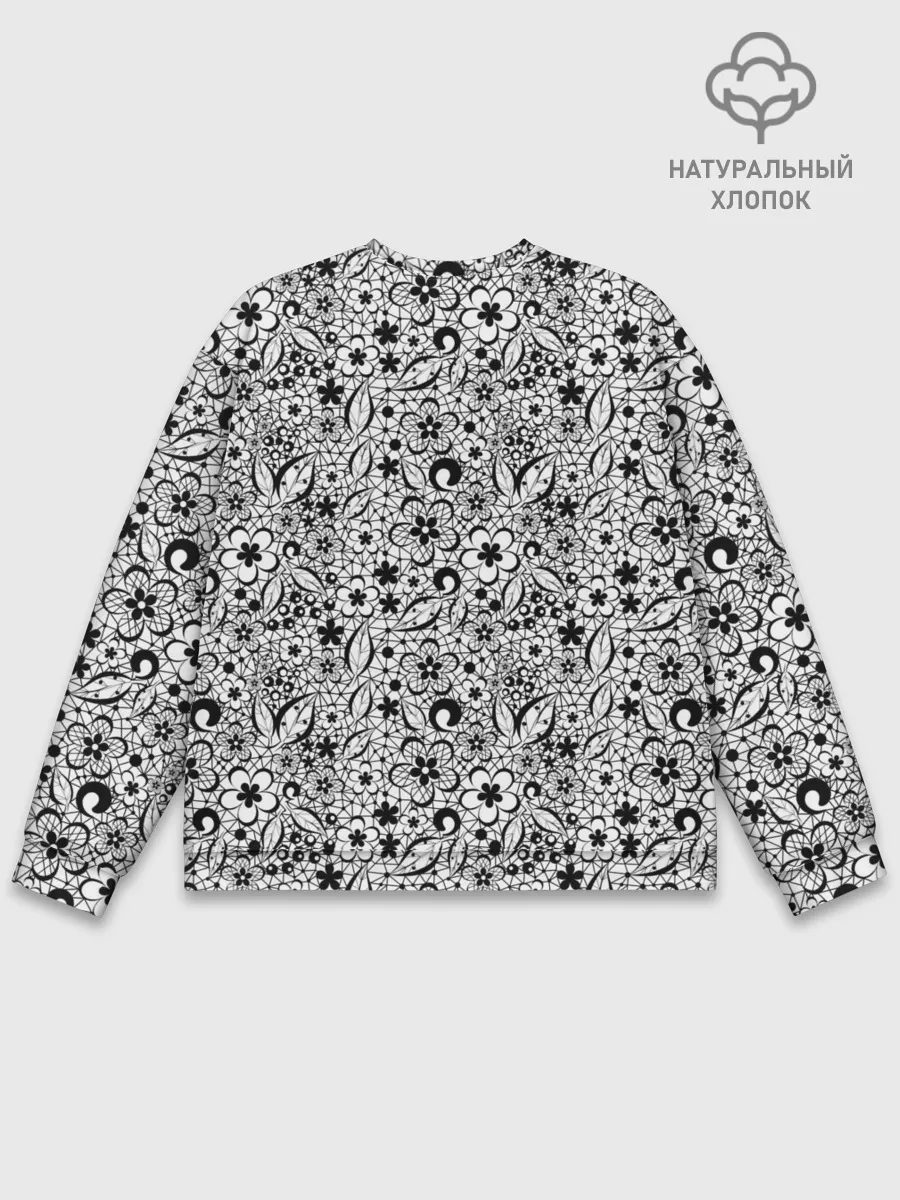 Мужской свитшот базовый / Черное кружево цветочное