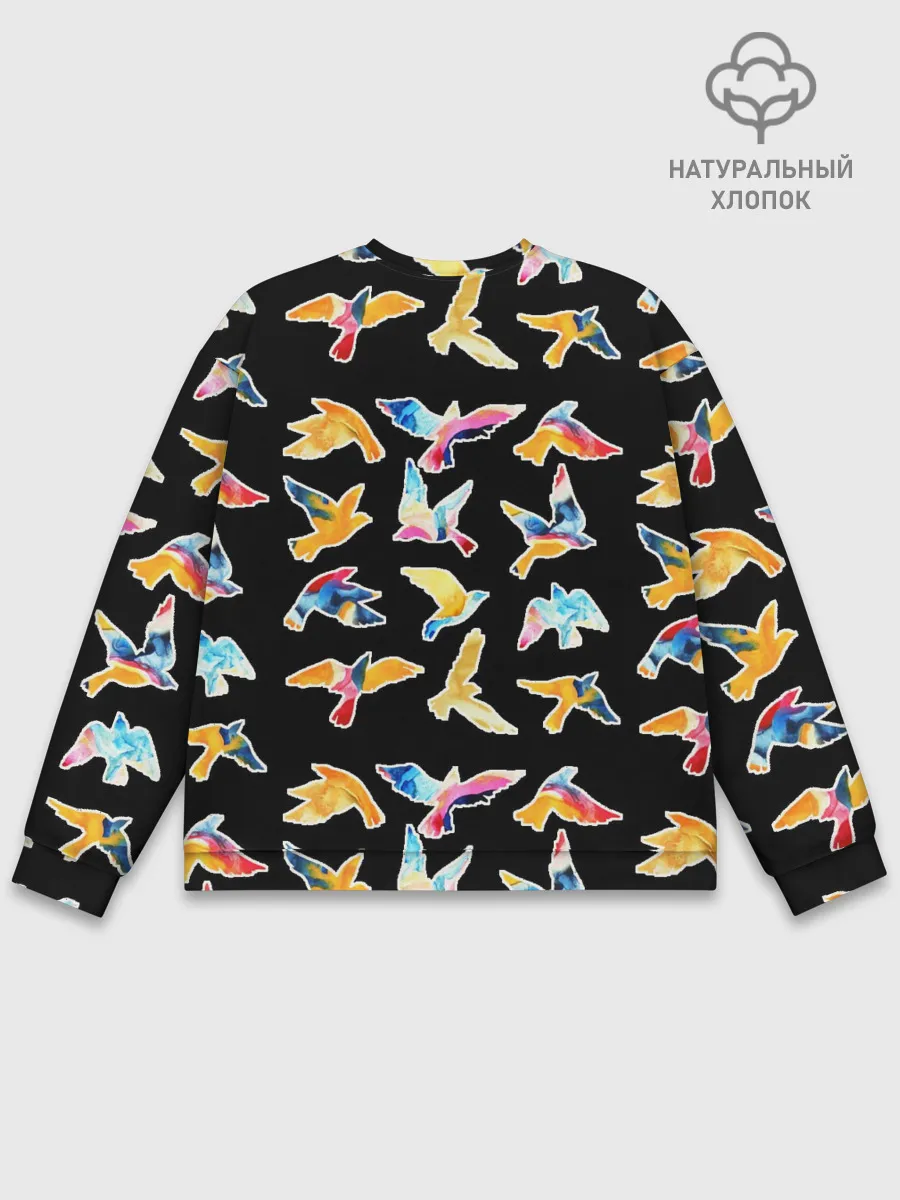 Мужской свитшот базовый / акварельные птицы