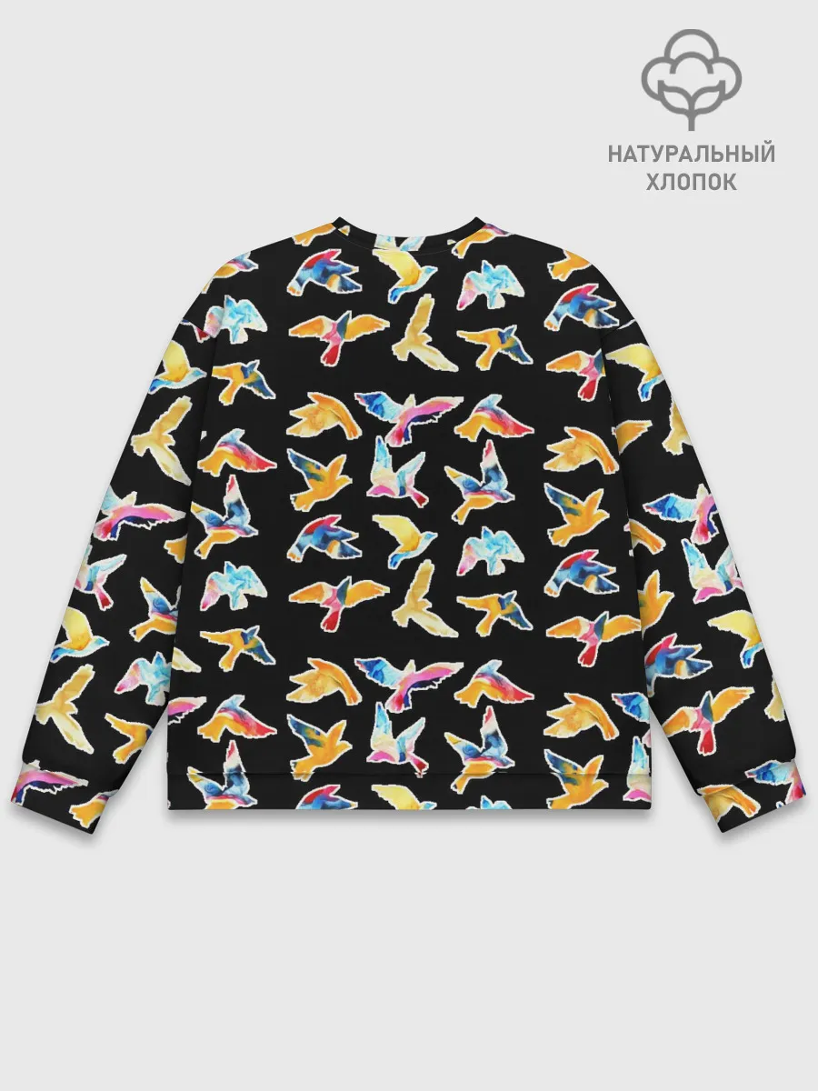 Мужской свитшот базовый / парящие акварельные птицы