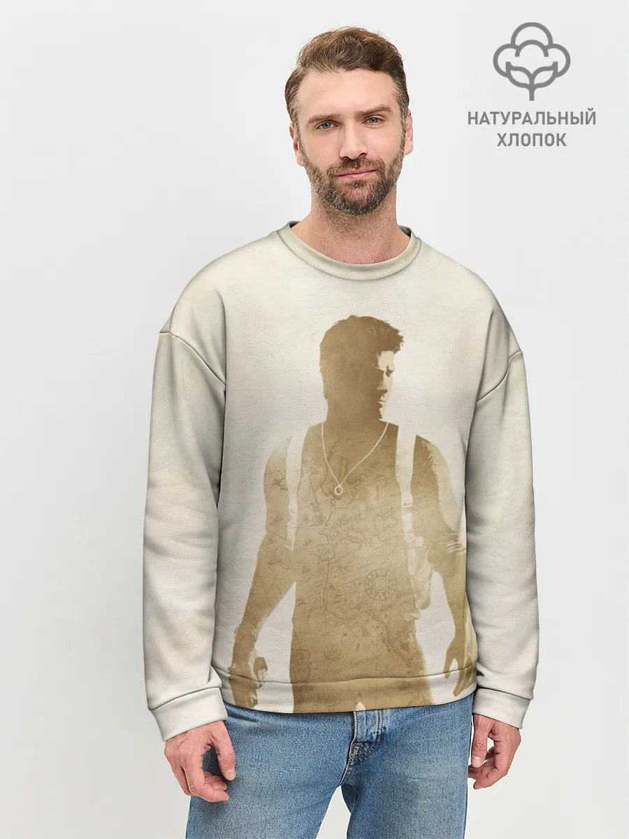 Мужской свитшот базовый / Силуэт Нейта Дрейка Uncharted