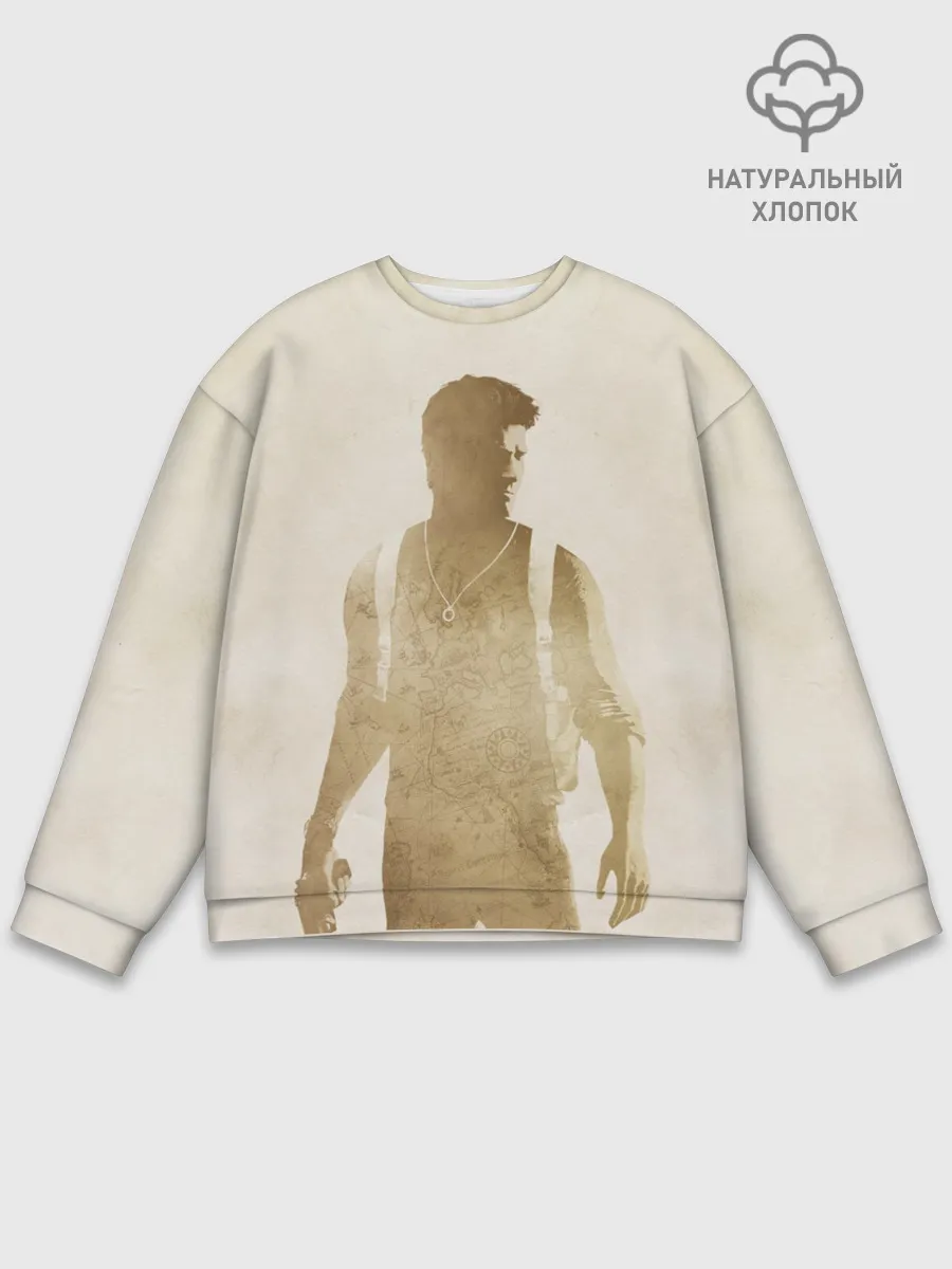 Мужской свитшот базовый / Силуэт Нейта Дрейка Uncharted