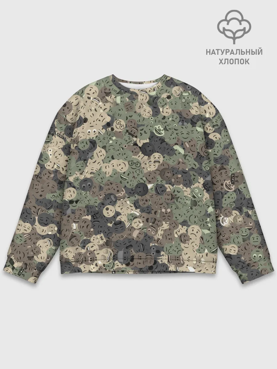Мужской свитшот базовый / Эмодзи камуфляж