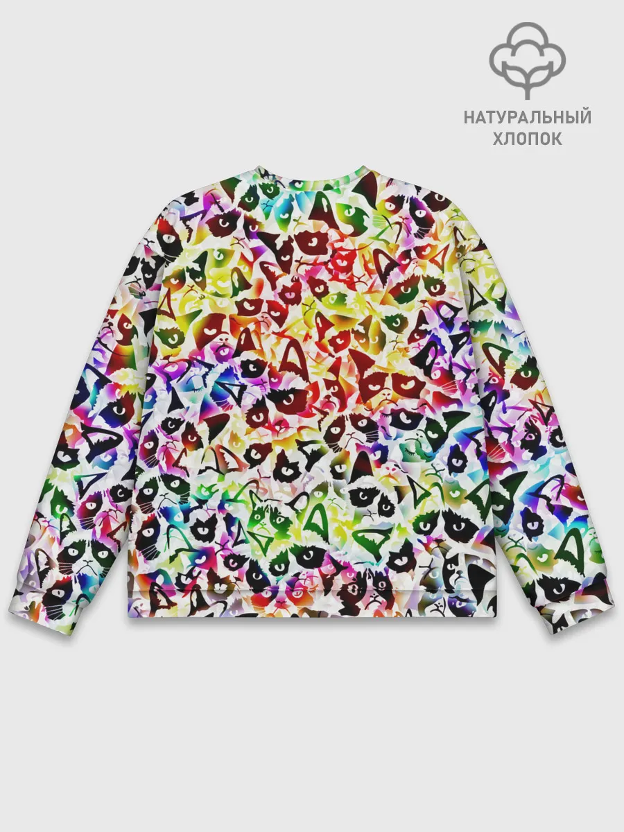 Мужской свитшот базовый / Веселый узор из грустных котов