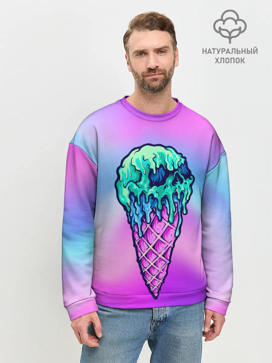 Мужской свитшот базовый / Мороженое | Ice Scream | Череп
