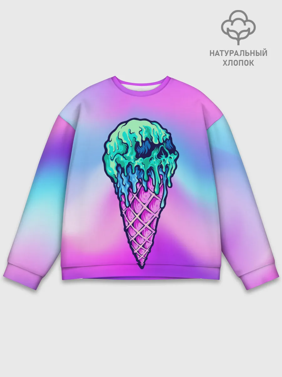 Мужской свитшот базовый / Мороженое | Ice Scream | Череп