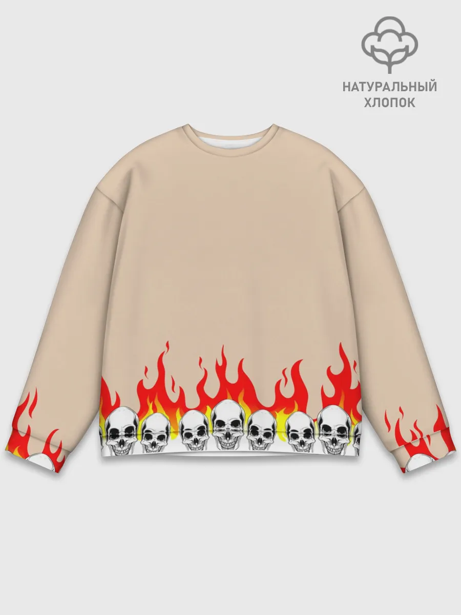 Мужской свитшот базовый / Черепа в Огне