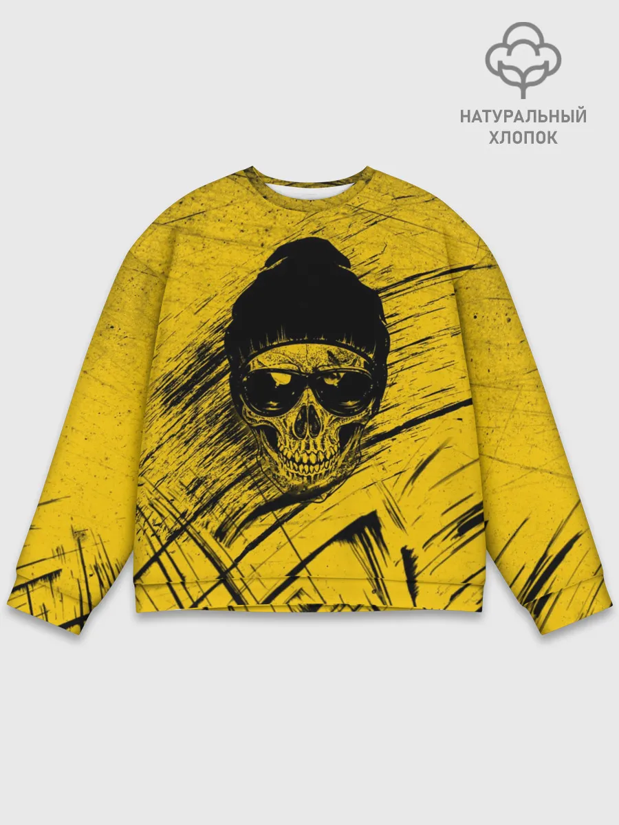 Мужской свитшот базовый / Череп Хипстер Гранж Брызги