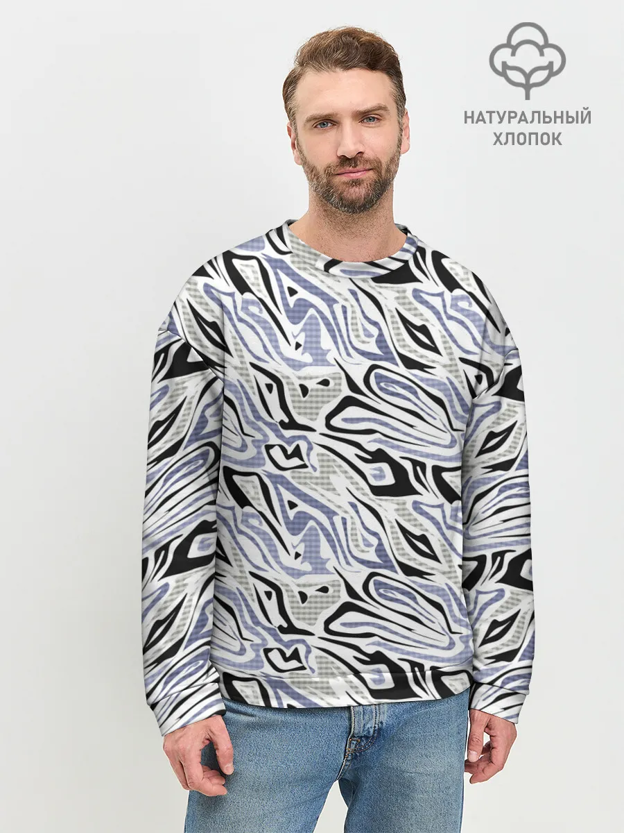 Мужской свитшот базовый / Абстрактный сиренево-черный