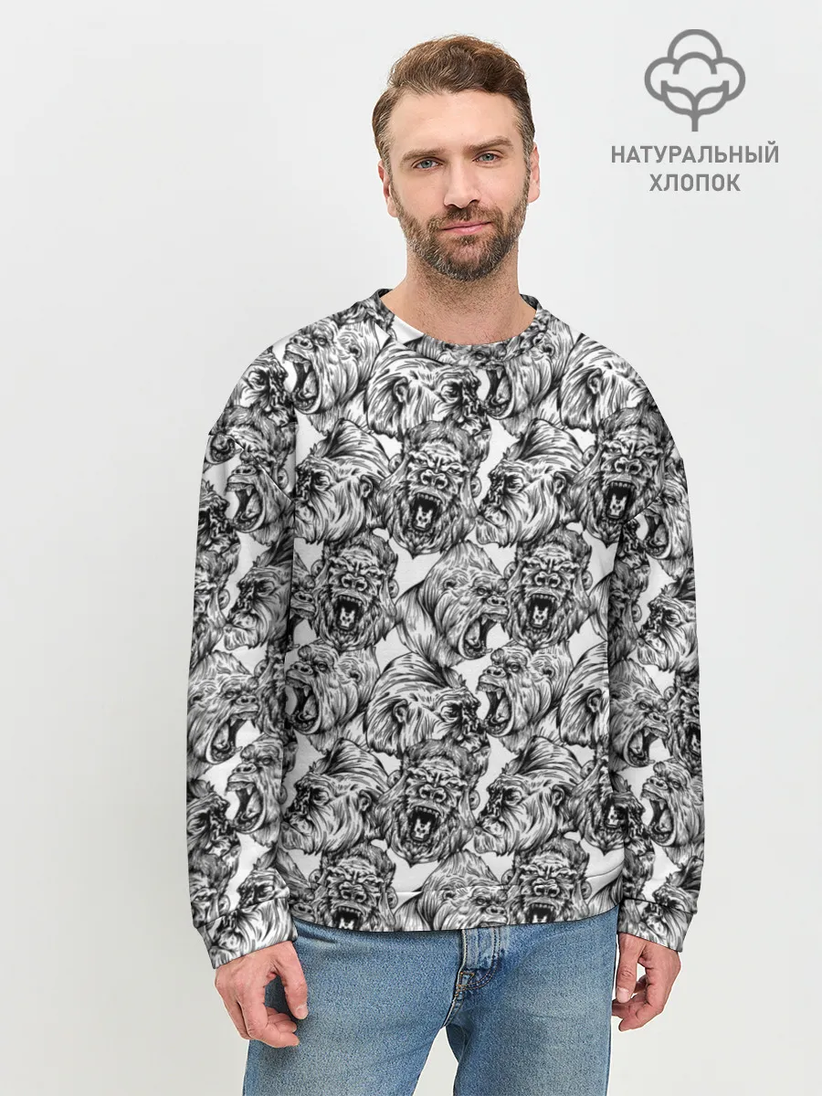 Мужской свитшот базовый / Злые Гориллы - Паттерн
