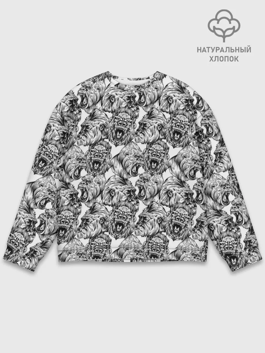 Мужской свитшот базовый / Злые Гориллы - Паттерн