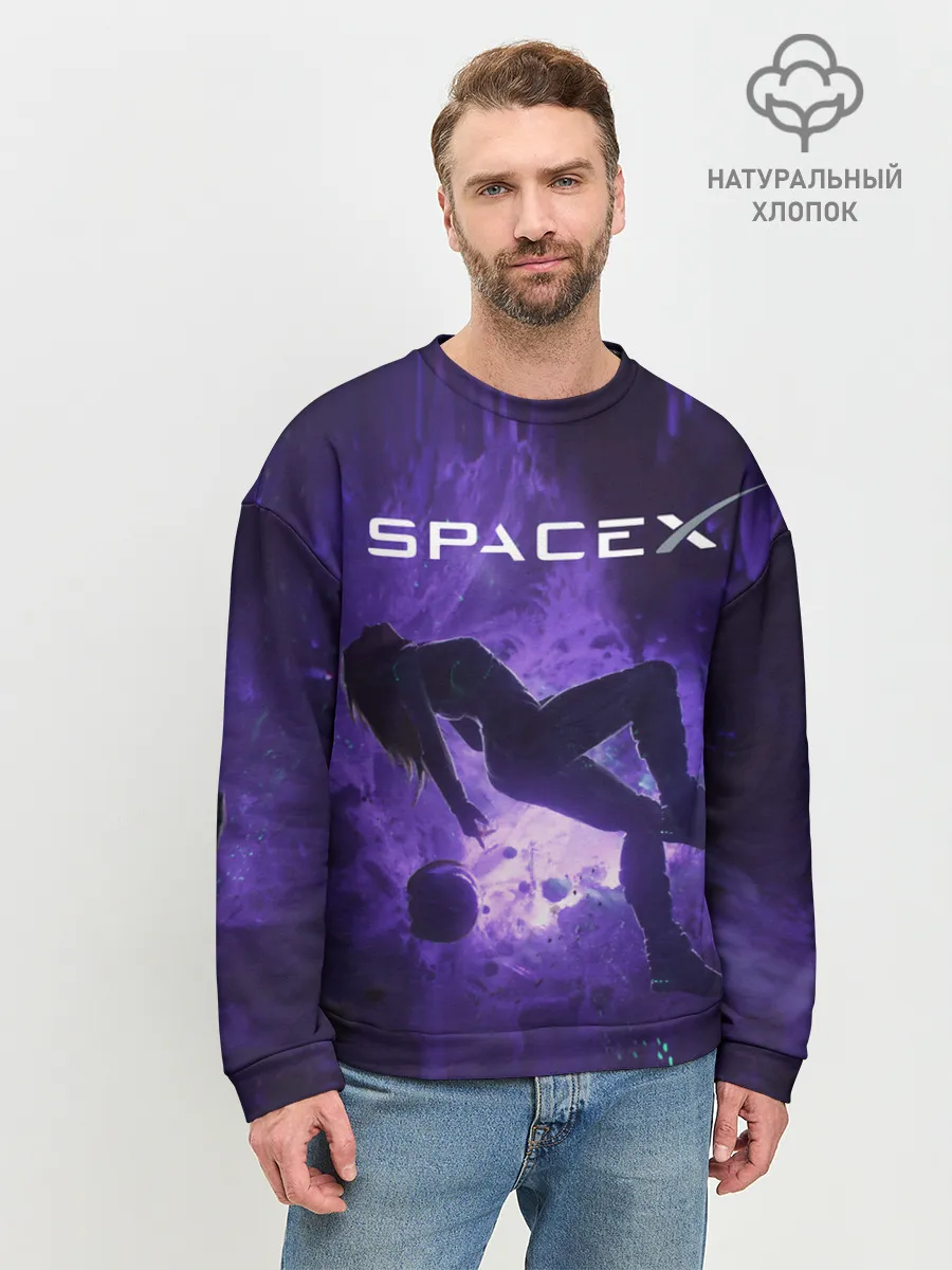Мужской свитшот базовый / Space X Girl in zero gravity