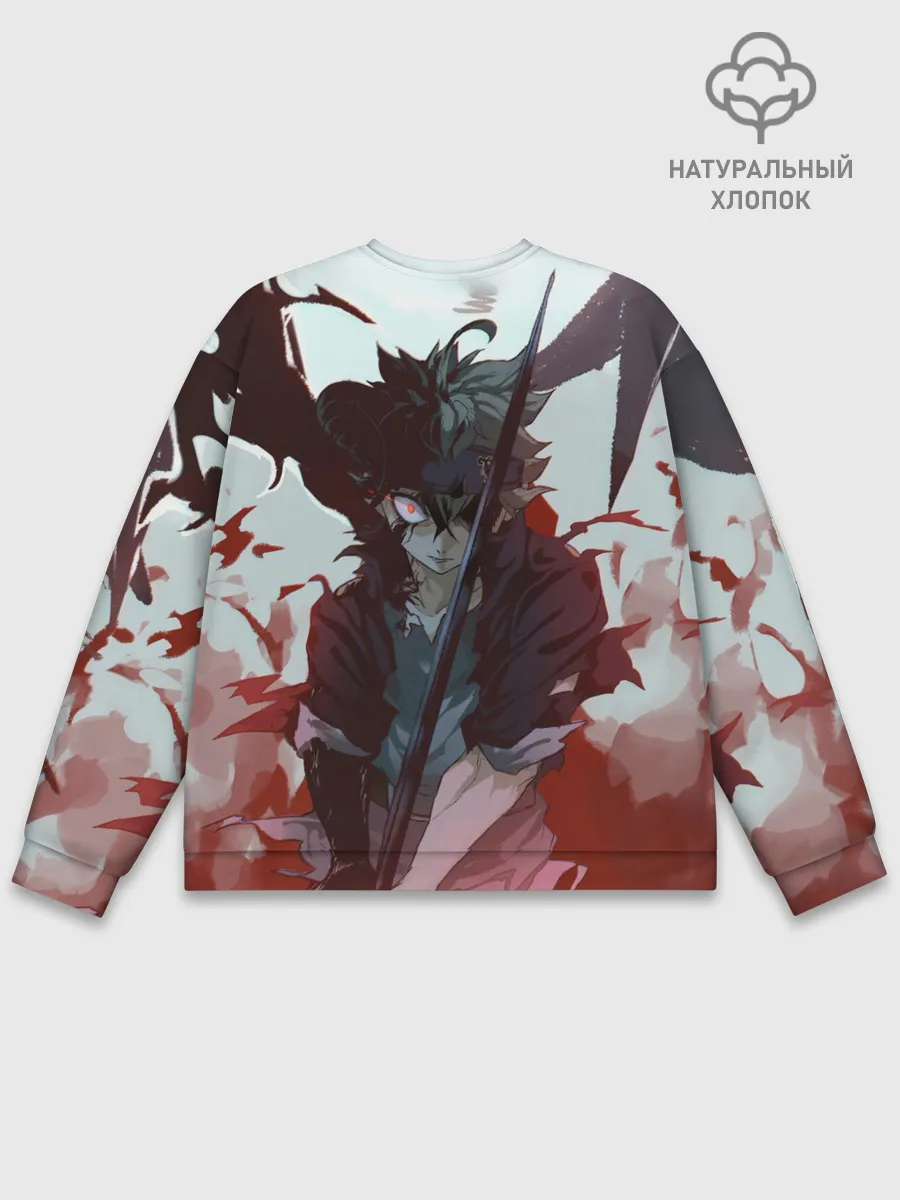 Мужской свитшот базовый / Аста в режиме демона черный клевер