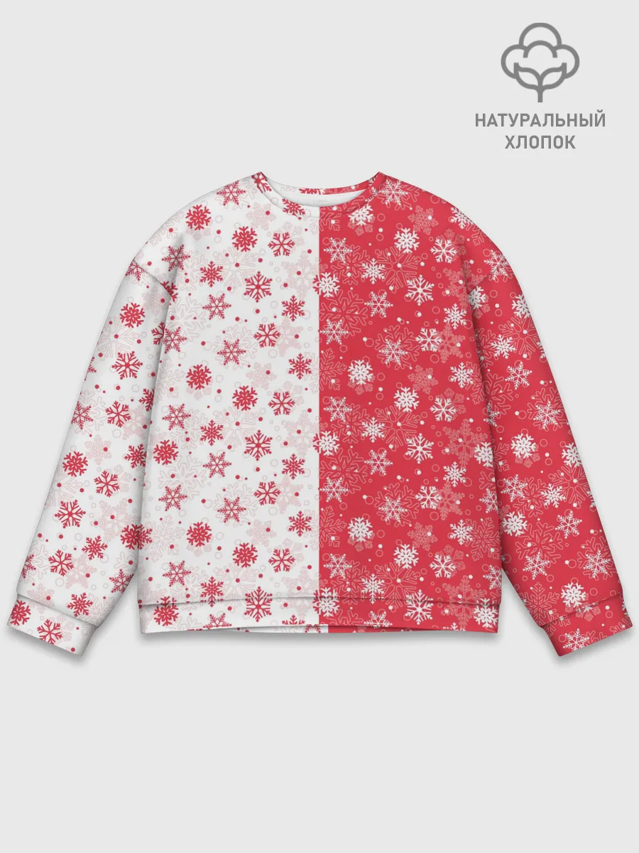 Мужской свитшот базовый / Снежинки - новогодние узоры