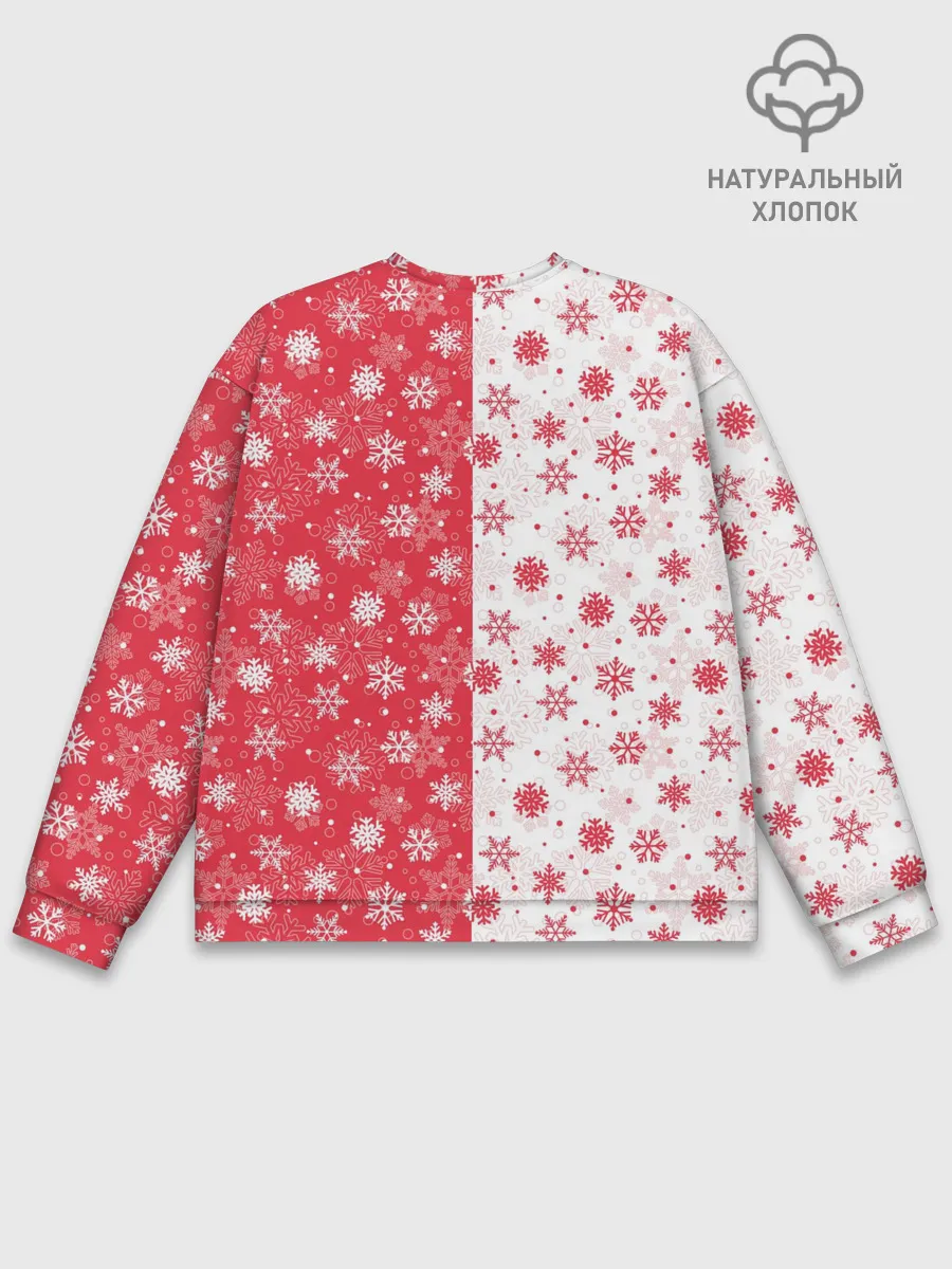 Мужской свитшот базовый / Снежинки - новогодние узоры