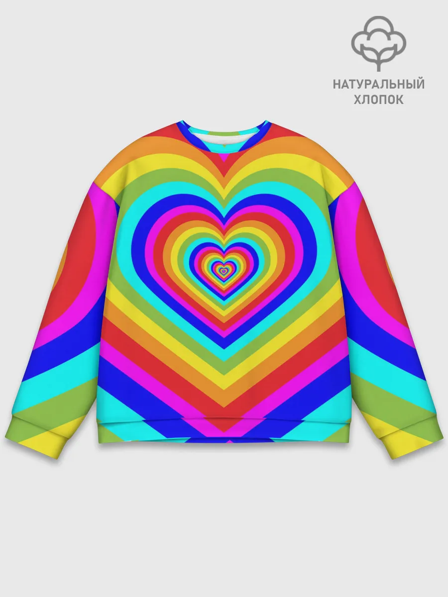 Мужской свитшот базовый / Цветные сердца | Colored hearts