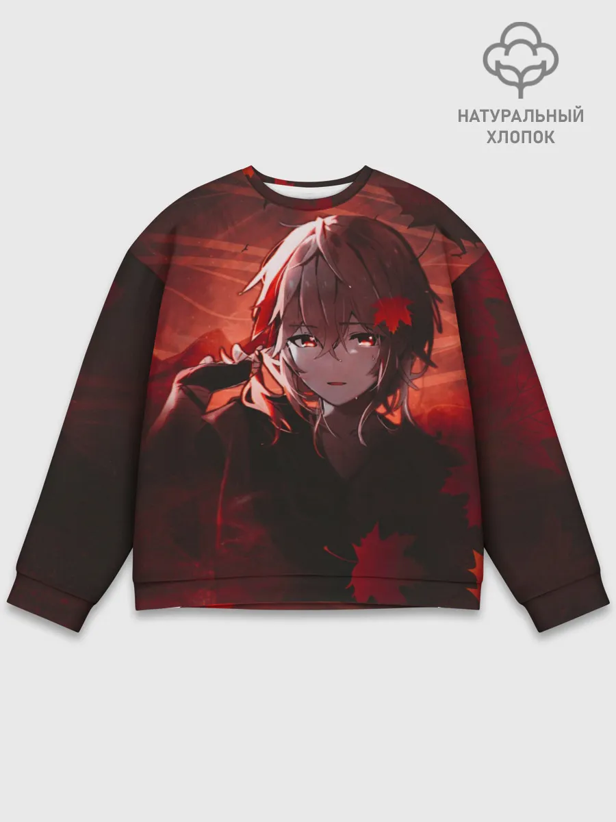 Мужской свитшот базовый / Кадзуха в кленовых листьях