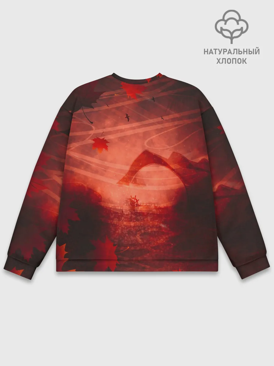 Мужской свитшот базовый / Кадзуха в кленовых листьях