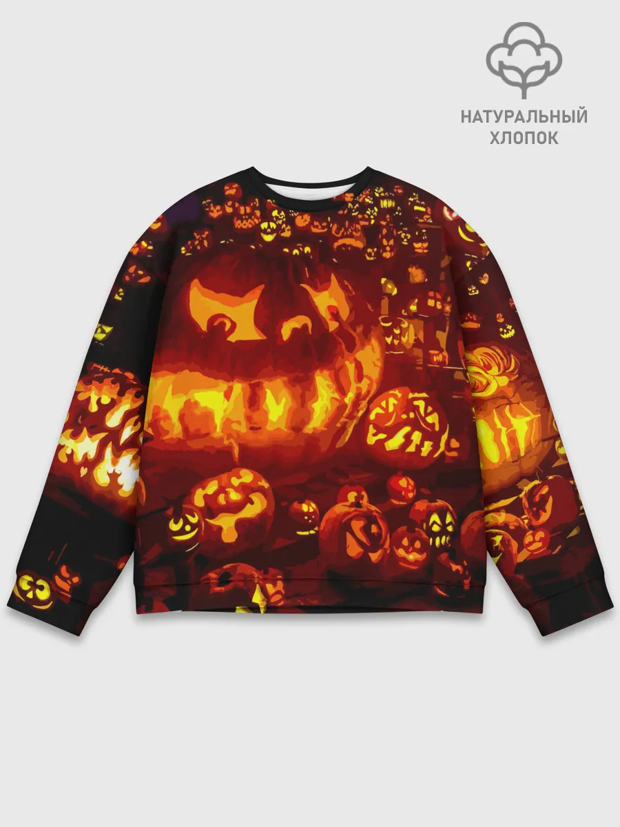 Мужской свитшот базовый / Тыквы на Хэллоуин
