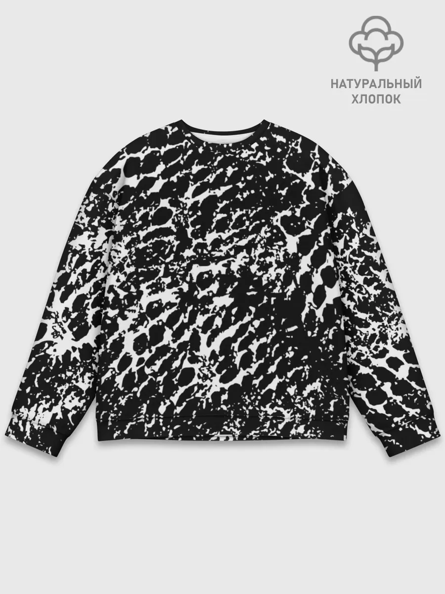 Мужской свитшот базовый / Хаос белого на черном