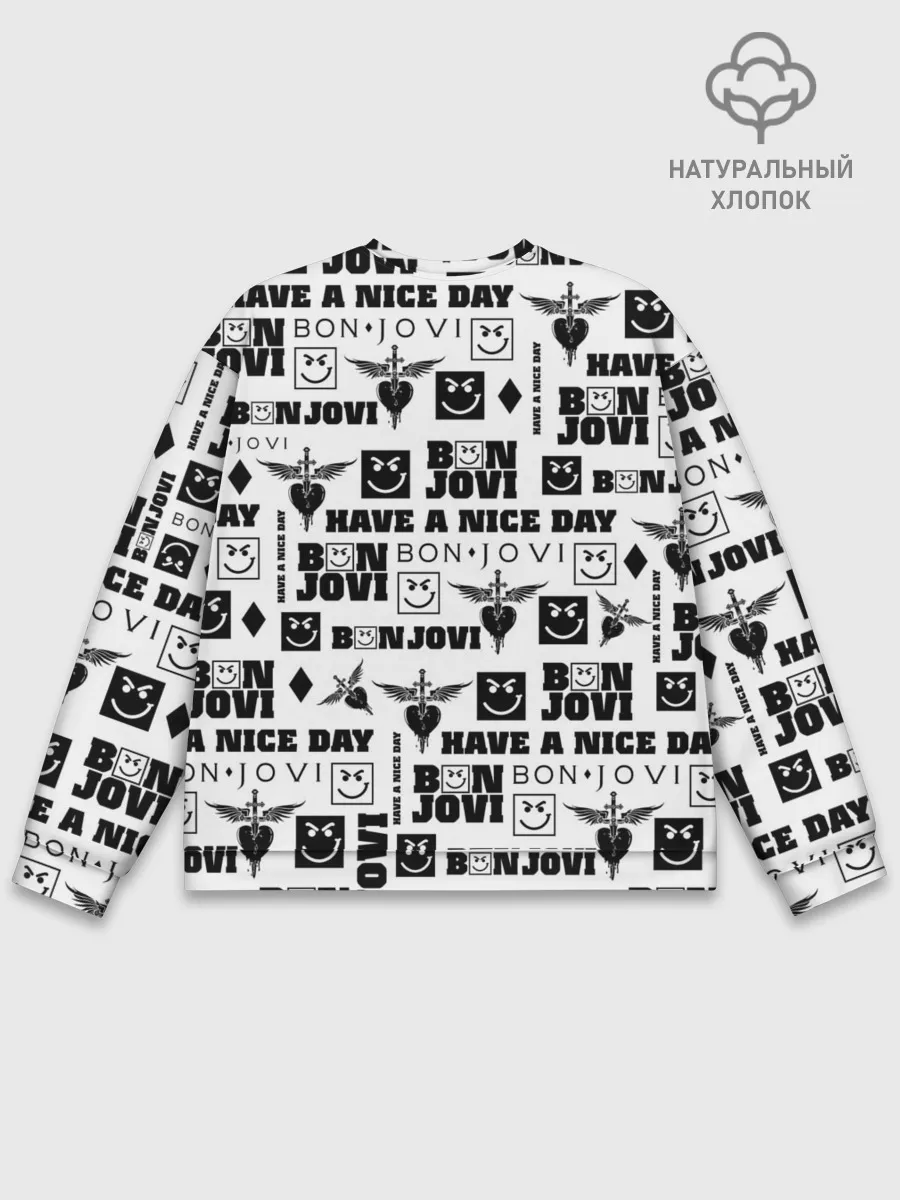 Мужской свитшот базовый / BON JOVI ЛОГОБОМБИНГ | БОН ДЖОВИ ПАТТЕРН