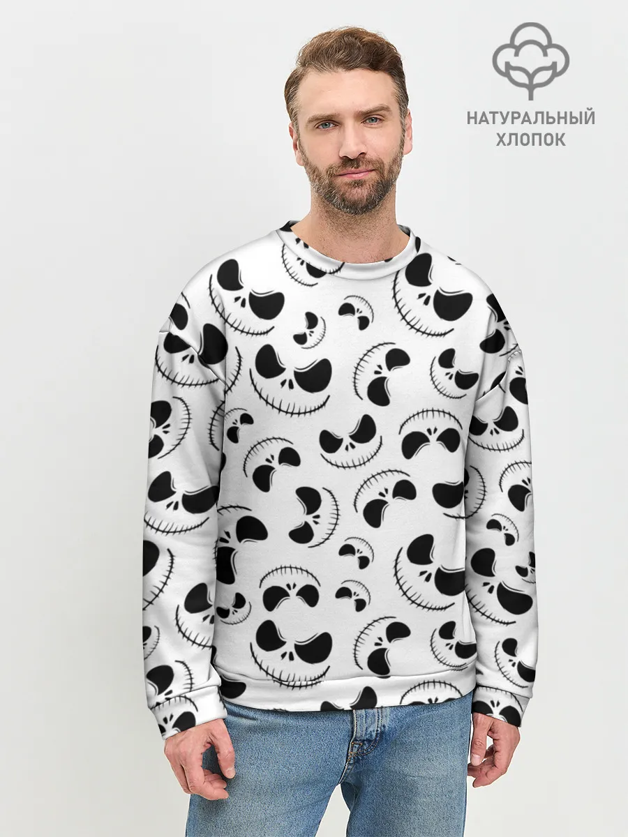 Мужской свитшот базовый / Джек Скеллингтон паттерн лицо