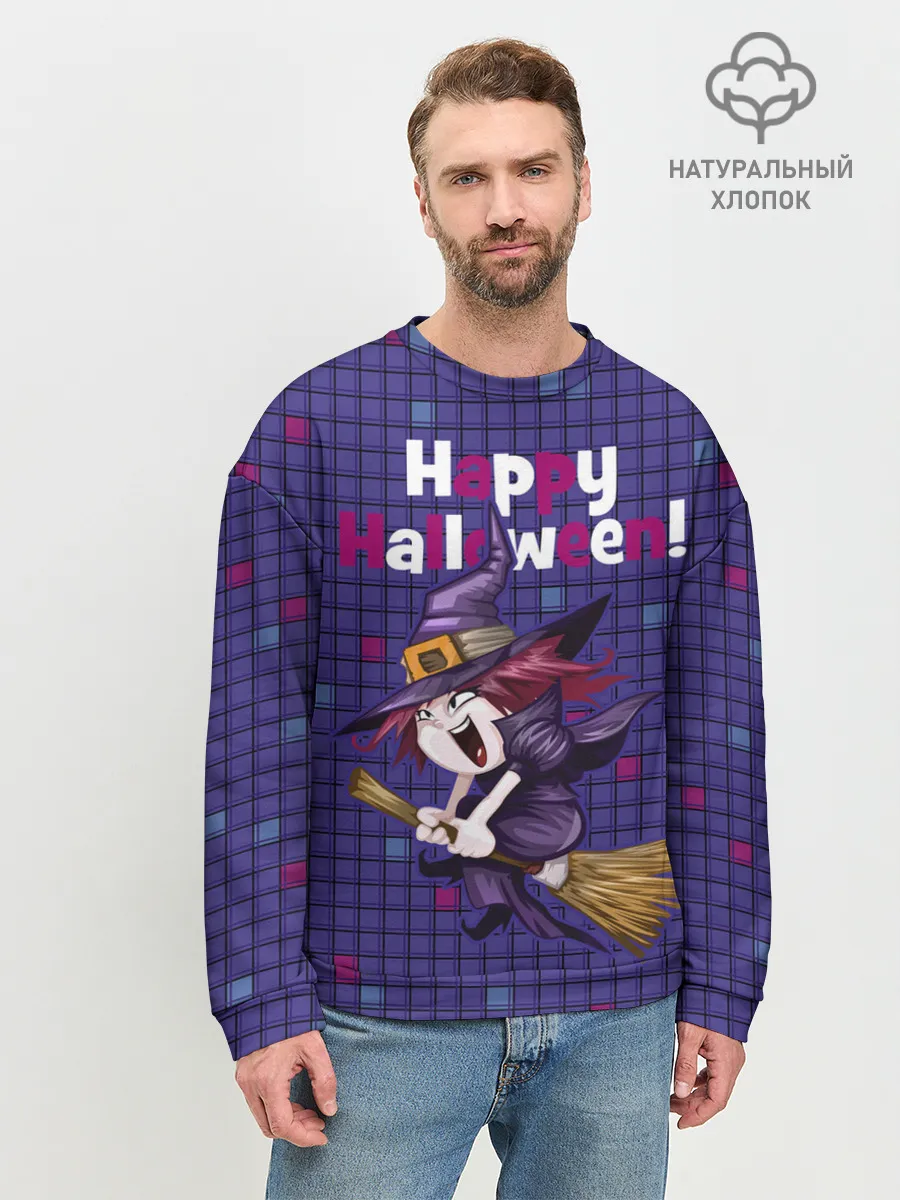 Мужской свитшот базовый / Ведьма летит на метле