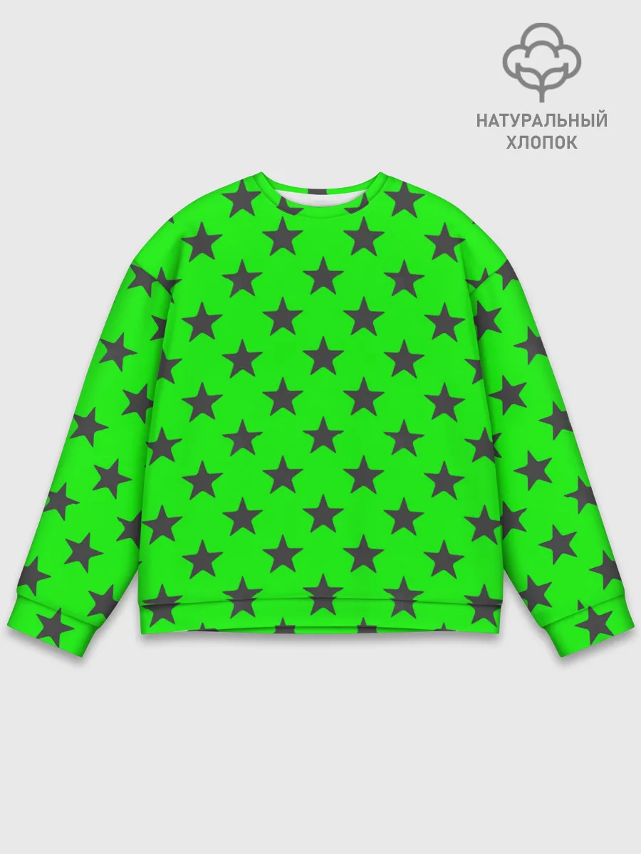 Мужской свитшот базовый / звездный фон зеленый