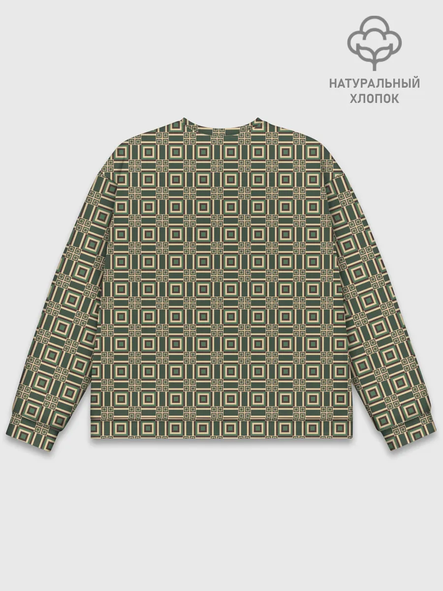 Мужской свитшот базовый / Абстракция из зеленых квадратов