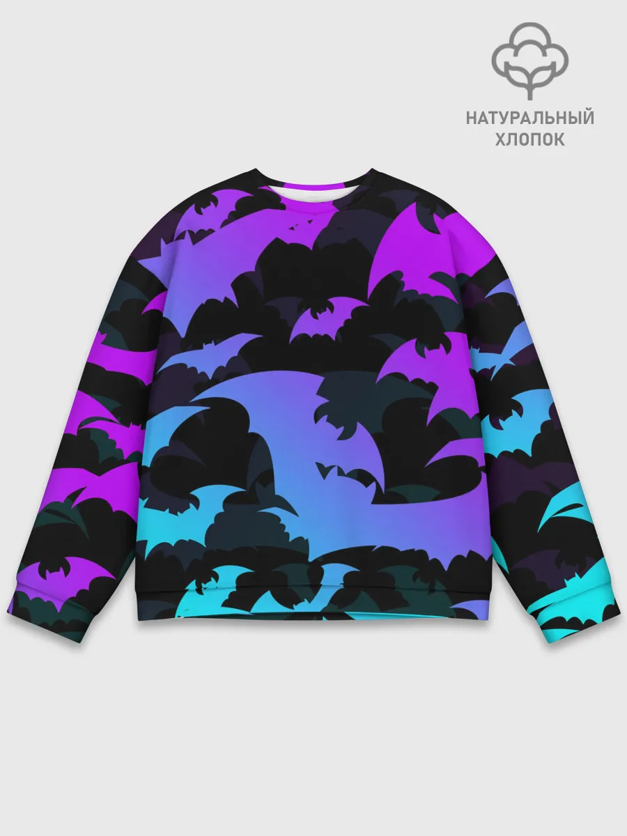 Мужской свитшот базовый / ЛЕТУЧИЕ МЫШИ ХЕЛЛОУИН НЕОН / HALLOWEEN NEON