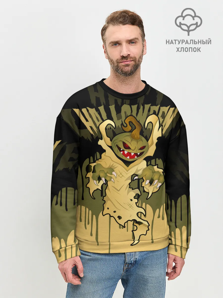 Мужской свитшот базовый / Тыква в ночь мертвецов