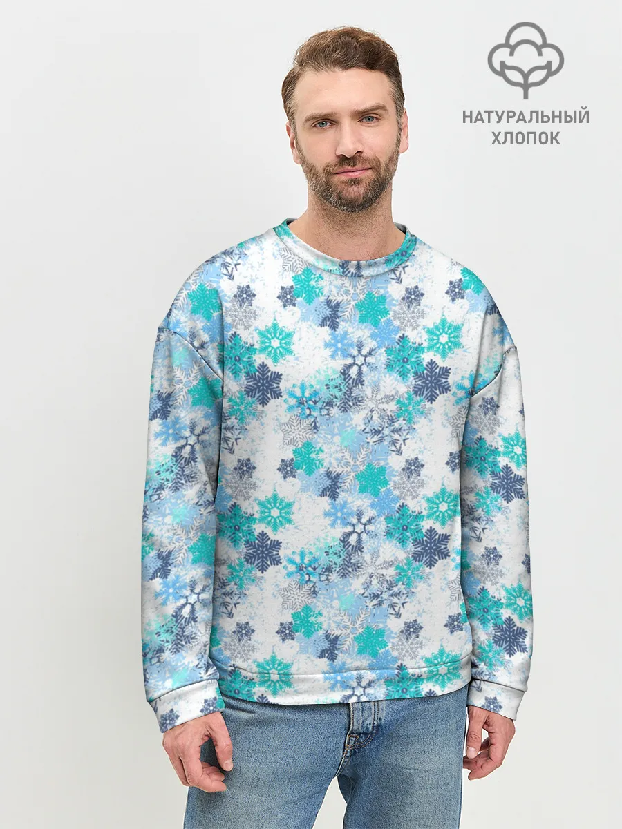 Мужской свитшот базовый / Зимние Снежные Узоры