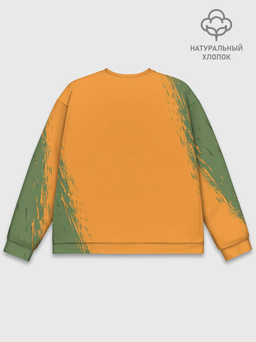 Мужской свитшот базовый / Т-Рекс с тыквой в пасте | Хэллоуин