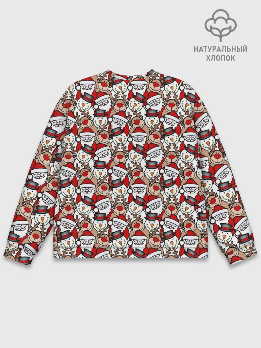 Мужской свитшот базовый / Дед Мороз, Снеговик, Олень