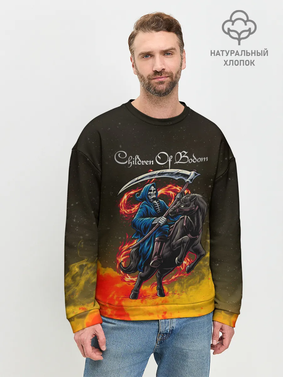 Мужской свитшот базовый / Children of Bodom | Skeleton on a horse
