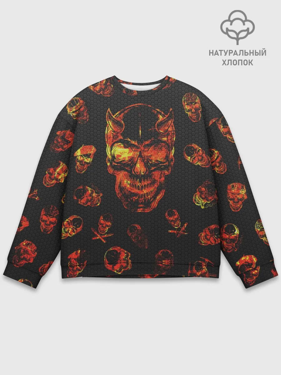 Мужской свитшот базовый / Огненные черепа | Carbon