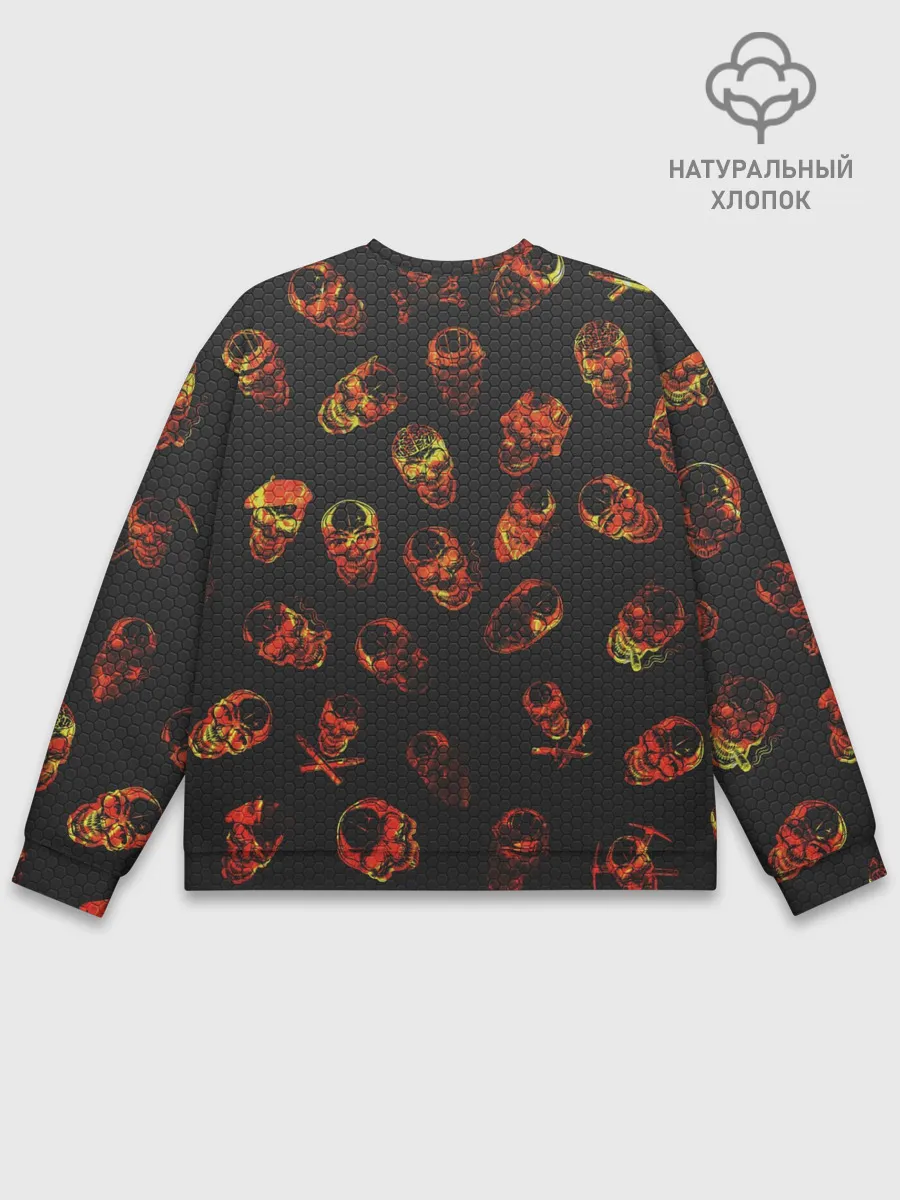 Мужской свитшот базовый / Огненные черепа | Carbon
