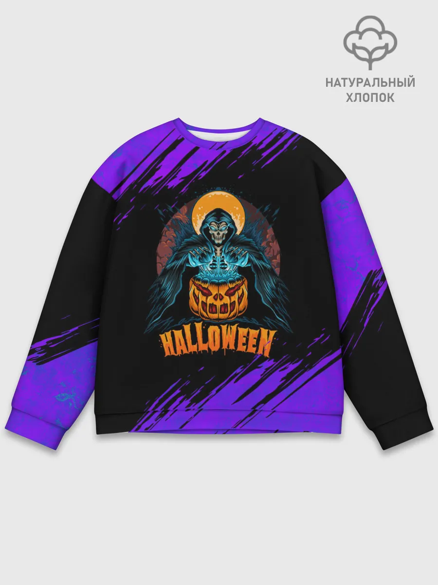 Мужской свитшот базовый / ВЕДЬМА КОЛДУЕТ НАД ТЫКВОЙ