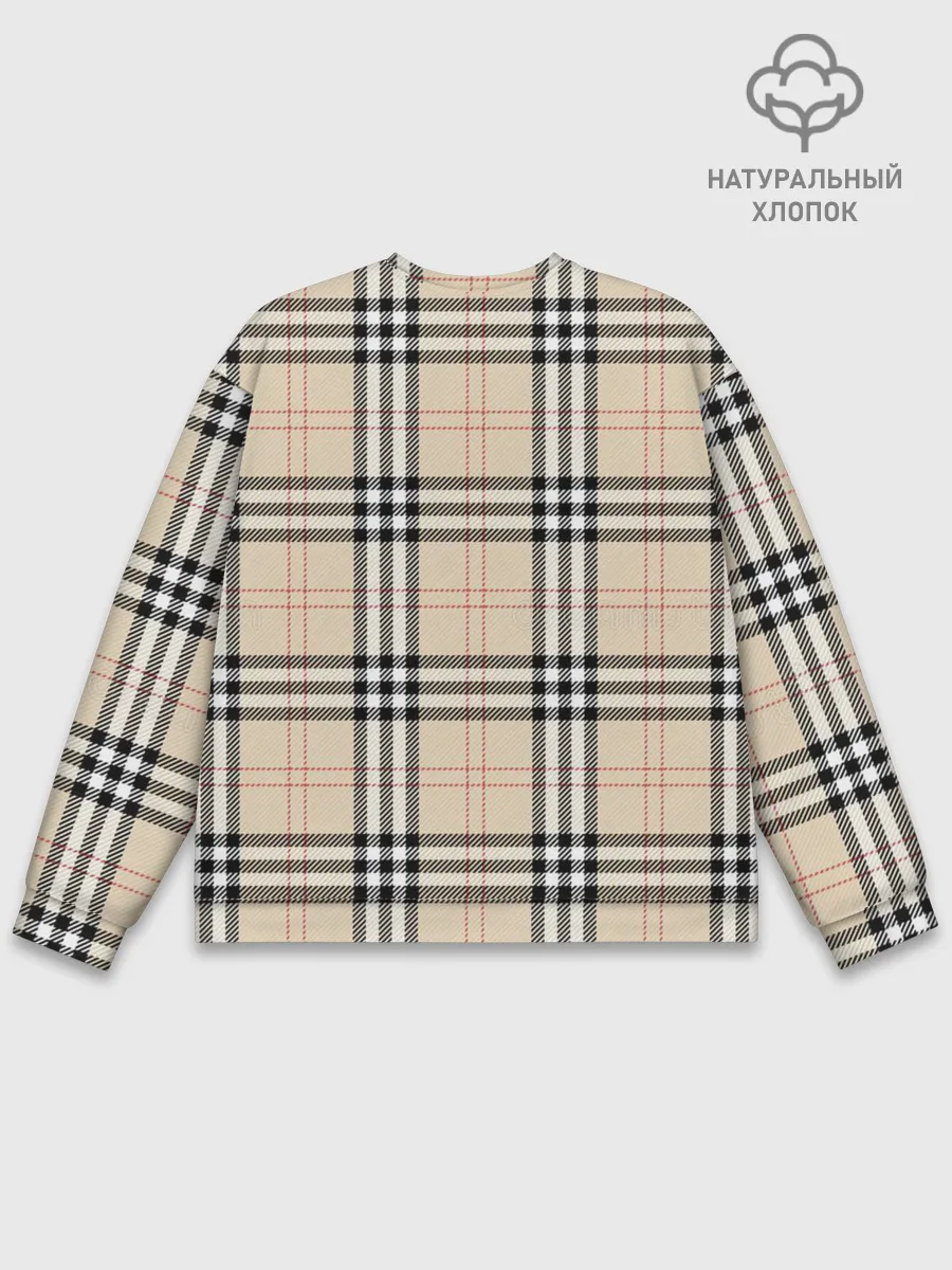 Мужской свитшот базовый / клетчатый принт в стиле Burberry