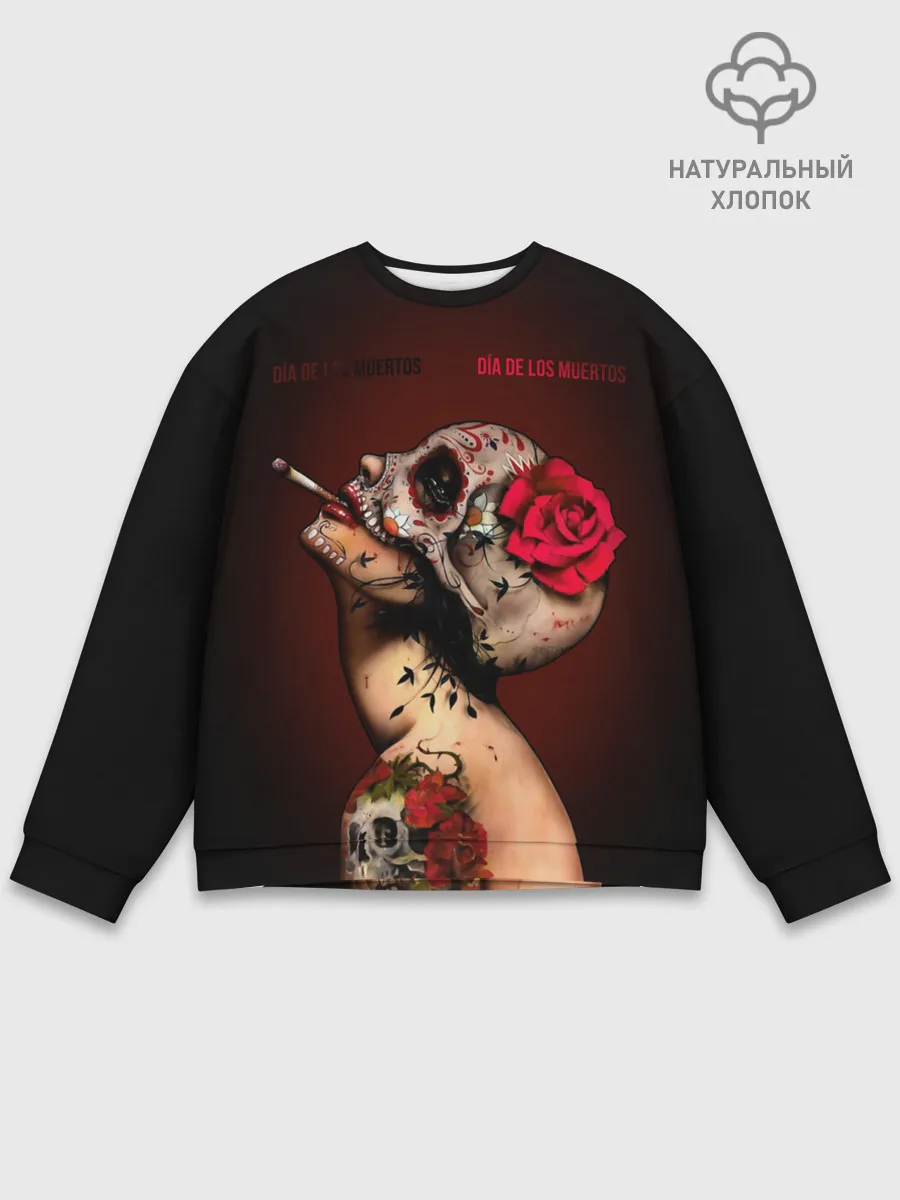 Мужской свитшот базовый / Ведьма с красной розой