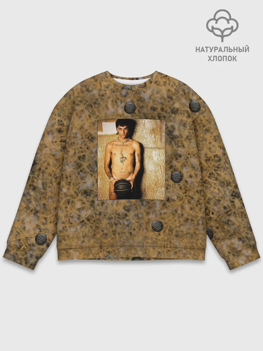 Мужской свитшот базовый / Damiano David. Фотосессия с мячом