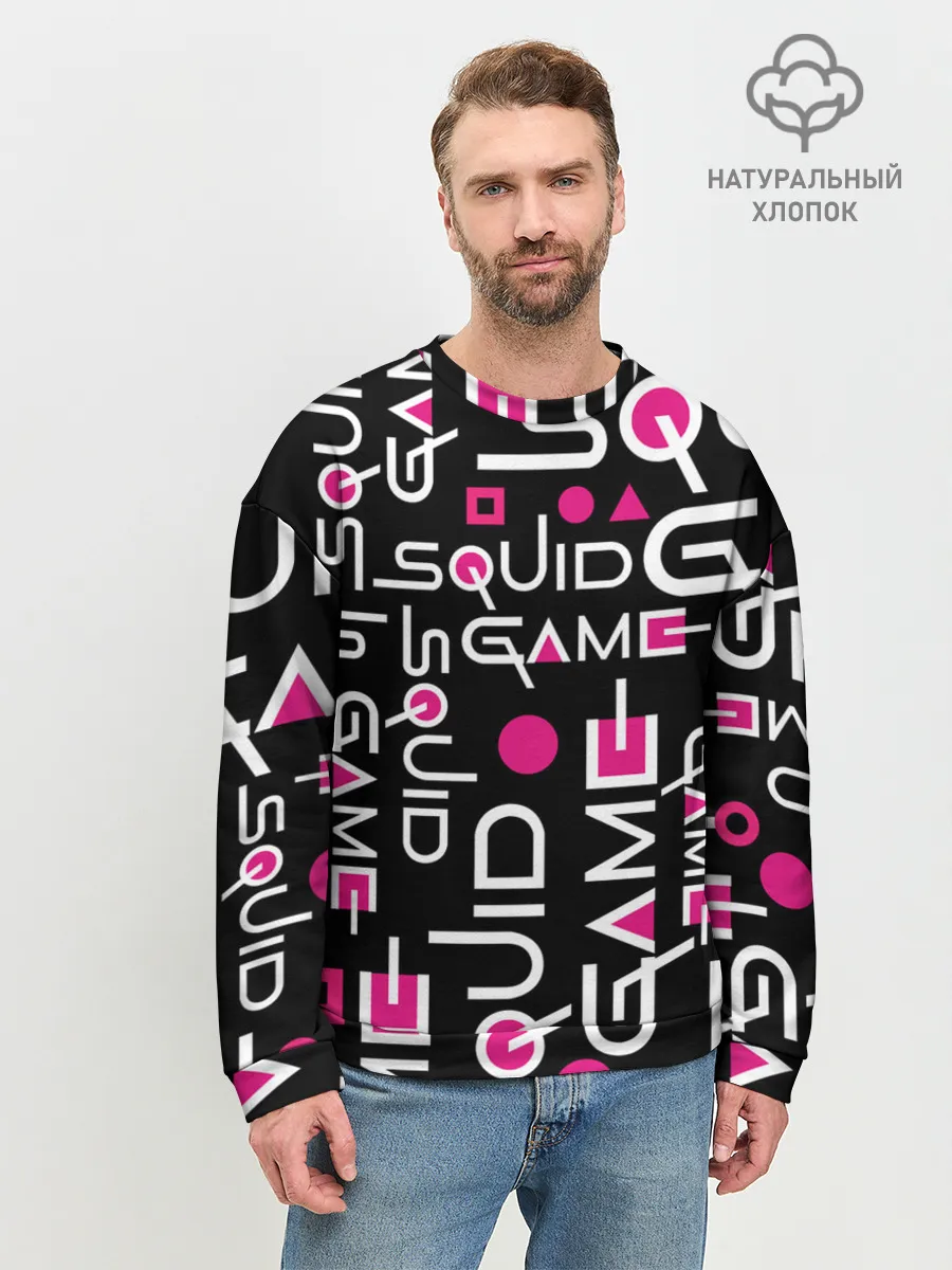 Мужской свитшот базовый / SQUID GAME ЛОГО PINK