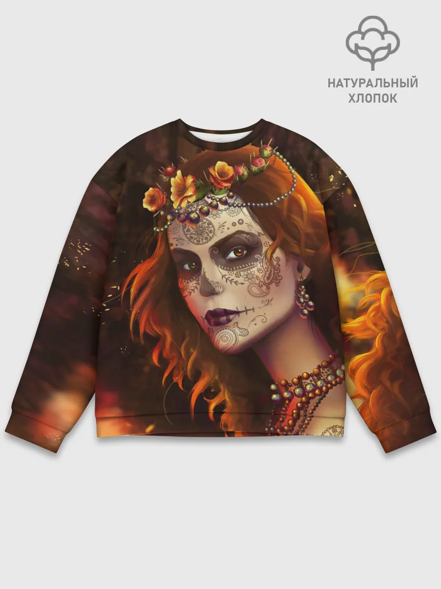 Мужской свитшот базовый / Рыжая Ведьма с розами