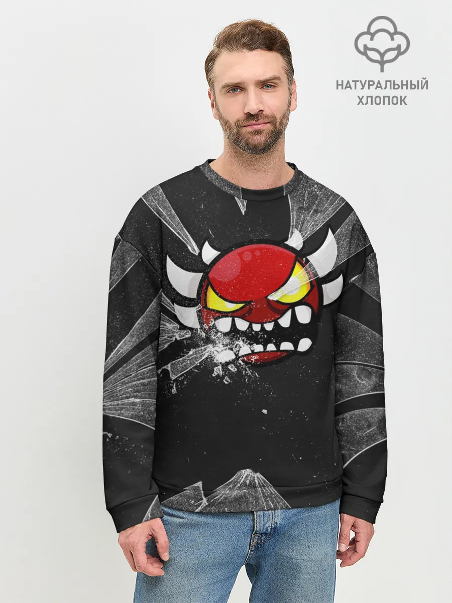 Мужской свитшот базовый / Геометри Даш осколки | Geometry Dash