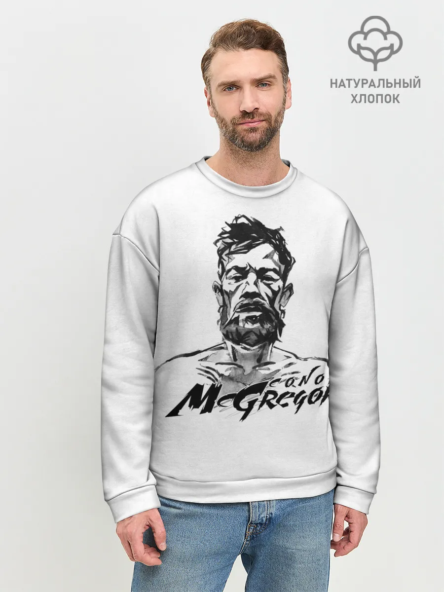 Мужской свитшот базовый / Портрет Конор МакГрегора
