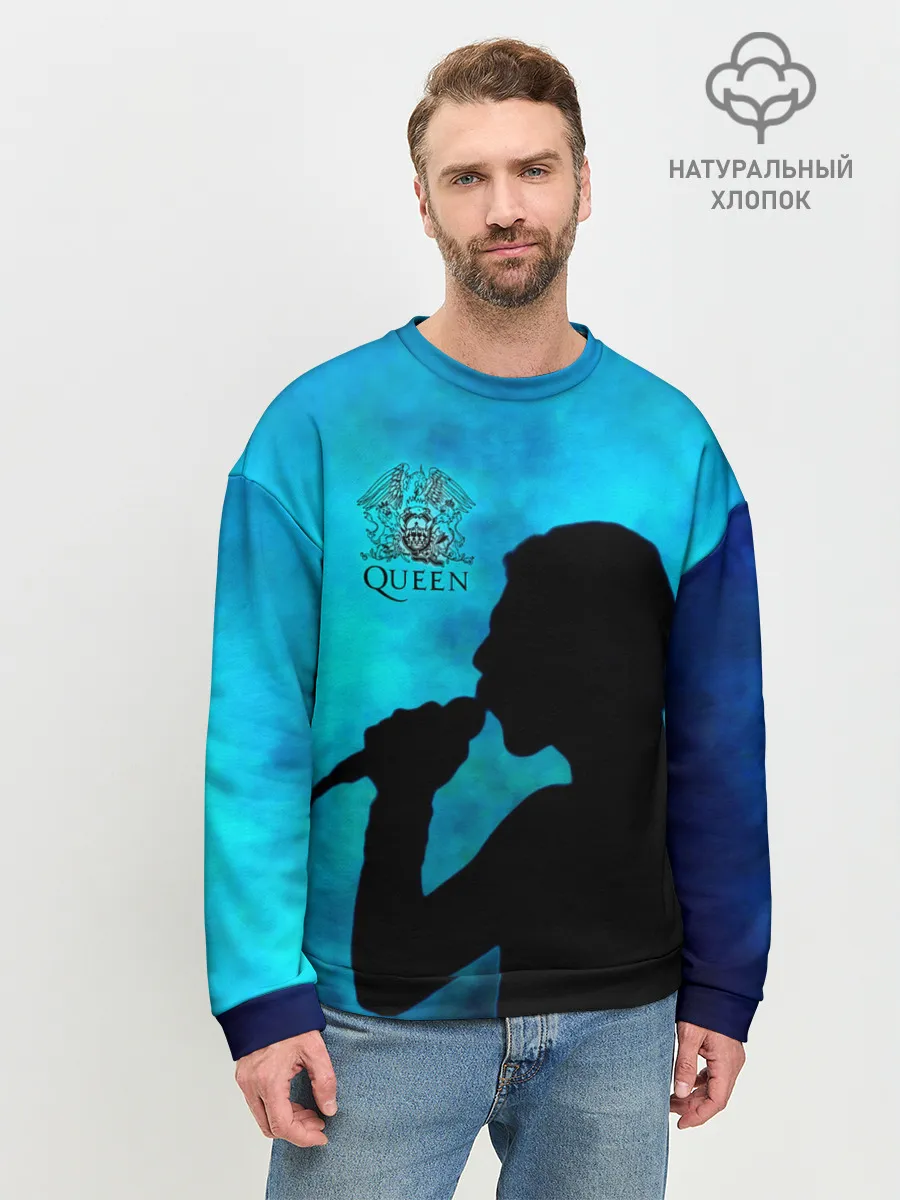 Мужской свитшот базовый / Силуэт Фредди Меркьюри группа Queen