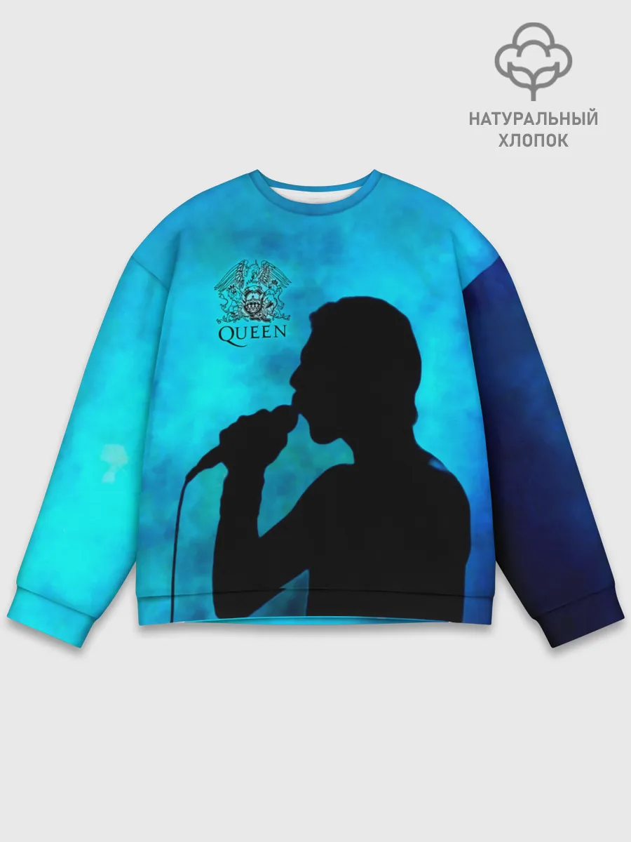 Мужской свитшот базовый / Силуэт Фредди Меркьюри группа Queen