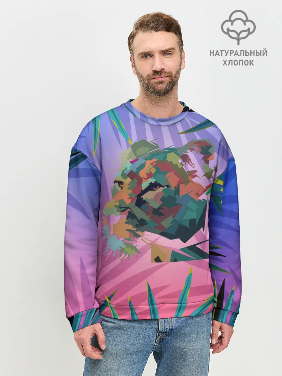 Мужской свитшот базовый / Тигр из абстракций