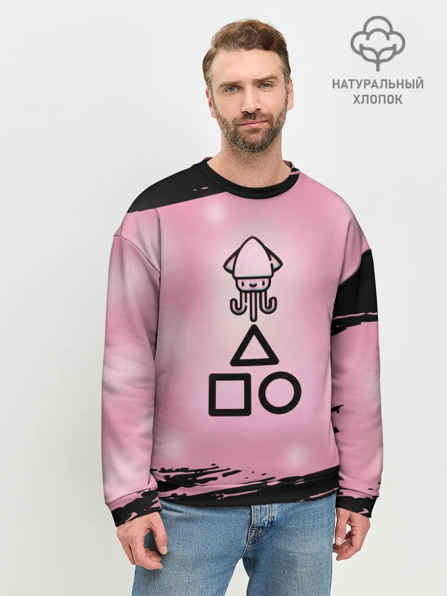 Мужской свитшот базовый / МИЛЫЙ КАЛЬМАР | ТРЕУГОЛЬНИК КВАДРАТ КРУГ